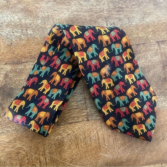 Paul Frederick bohemian elephant all silk neck tie - Picture 1 of 4